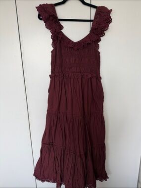 Madewell Burgundy Eyelet Maxi Dress